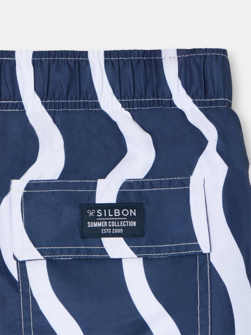 Maillot de bain bicolore bleu vagues