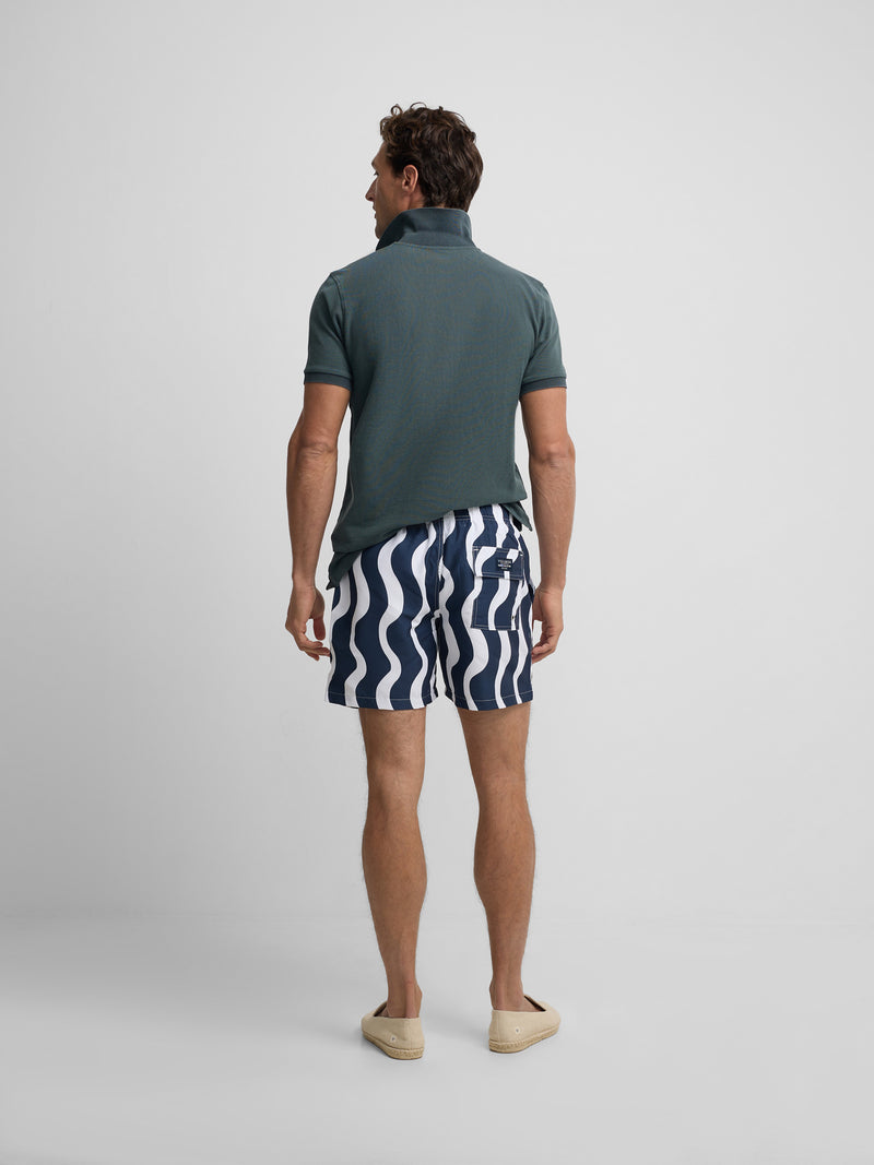 Maillot de bain bicolore bleu vagues