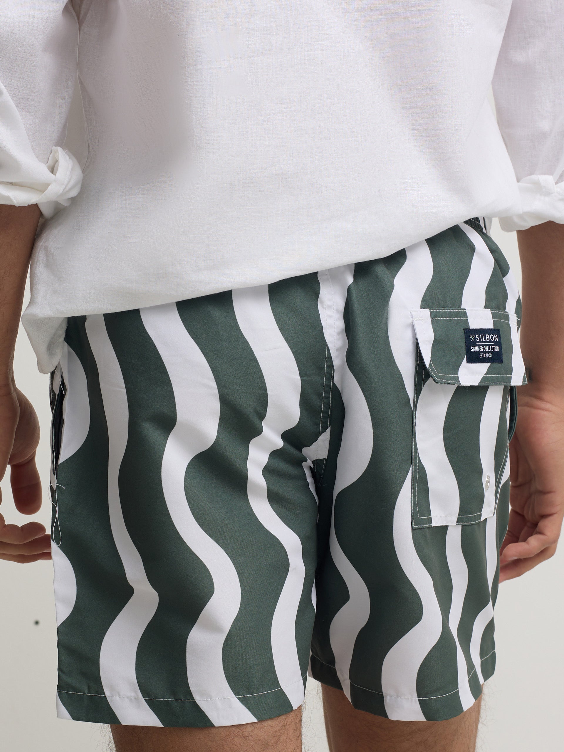 Two-tone green waves swimsuit