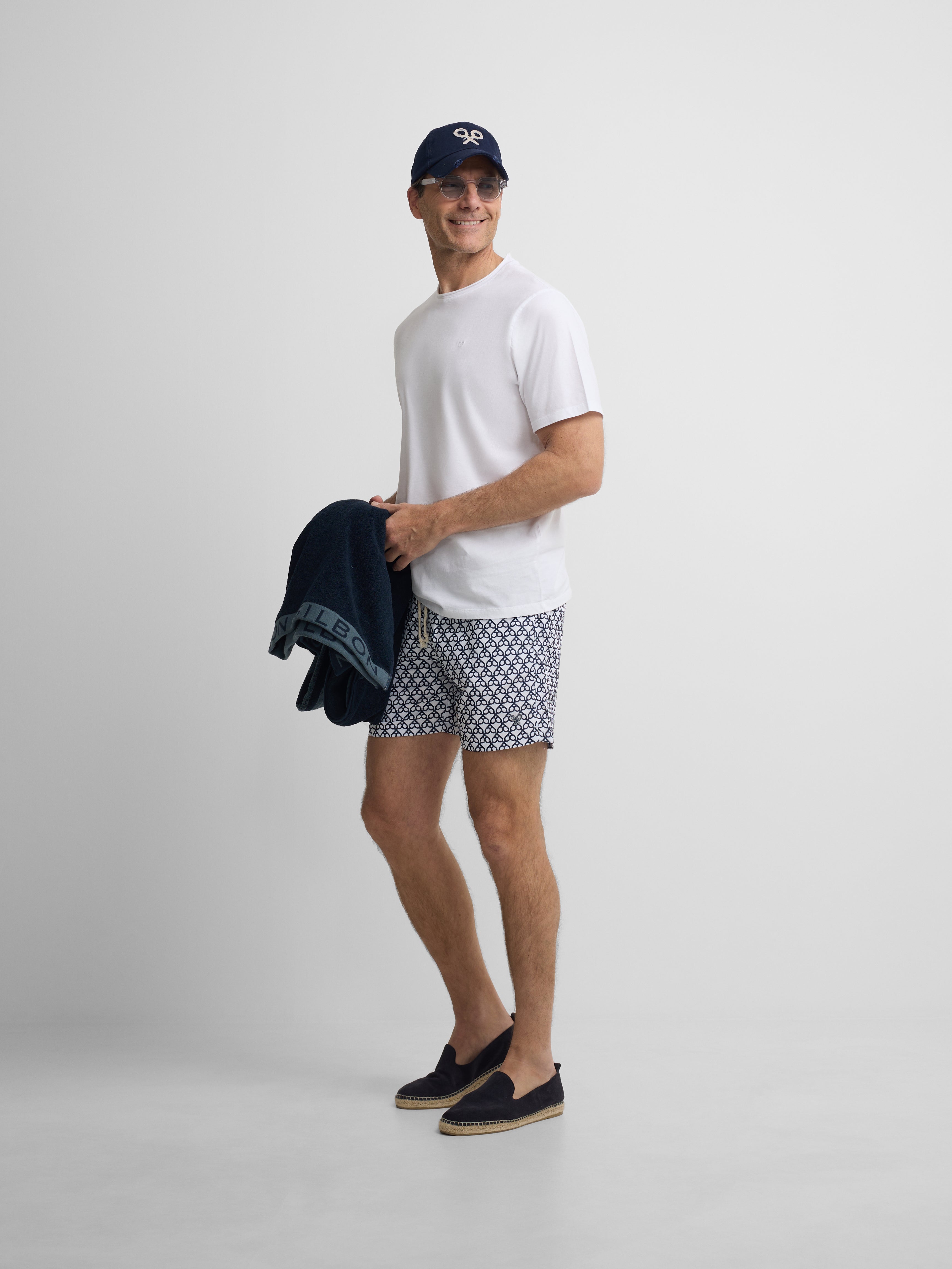 Bañador raquetas geometric azul marino