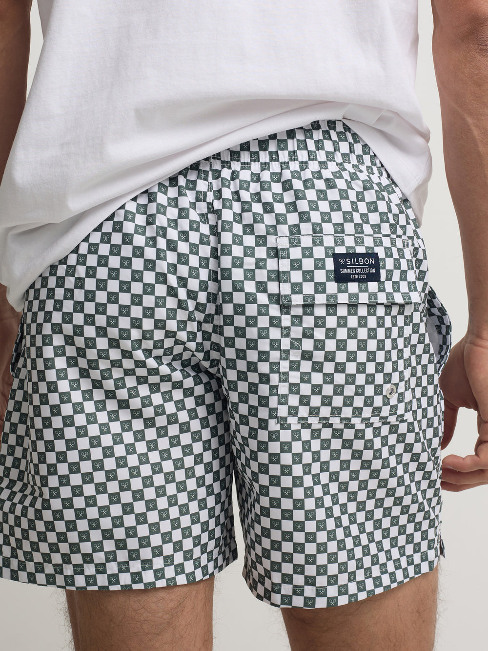 Green mini-check swimsuit