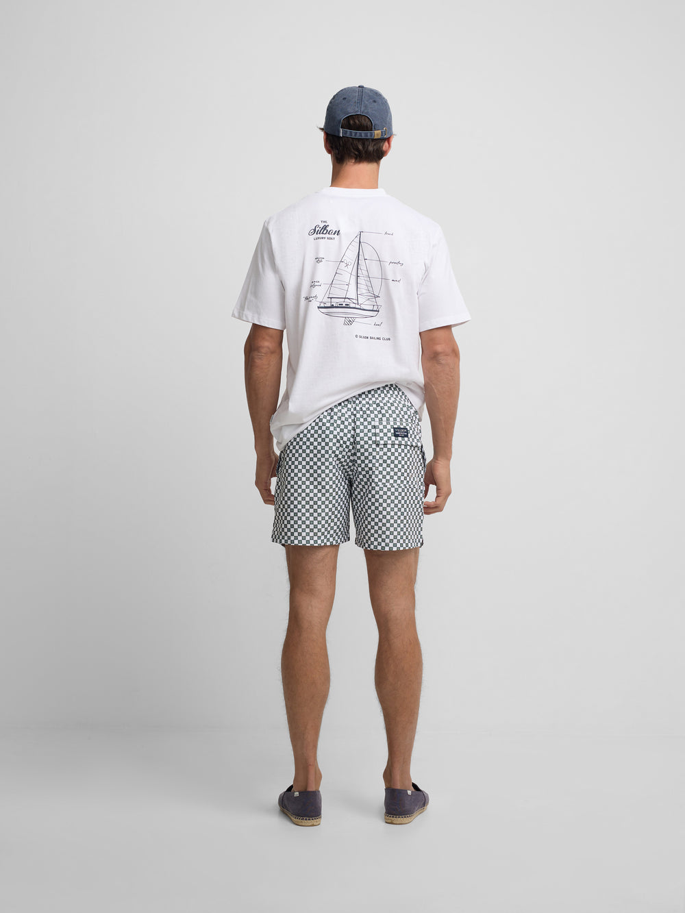 Green mini-check swimsuit