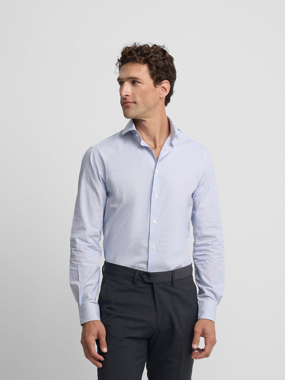 Camisa vestir raya fina azul celeste