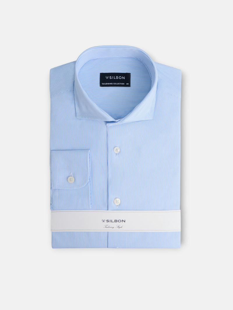 Light blue fine striped dress shirt