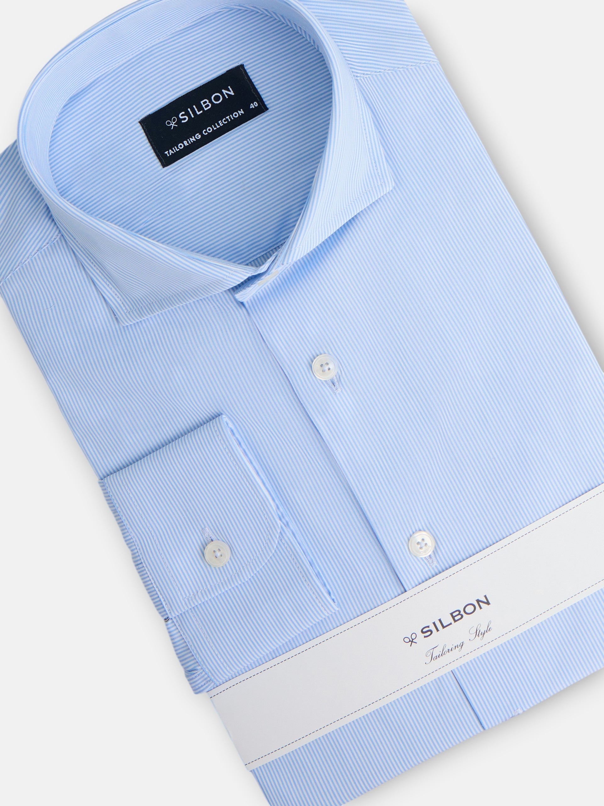 Camisa vestir raya fina azul celeste