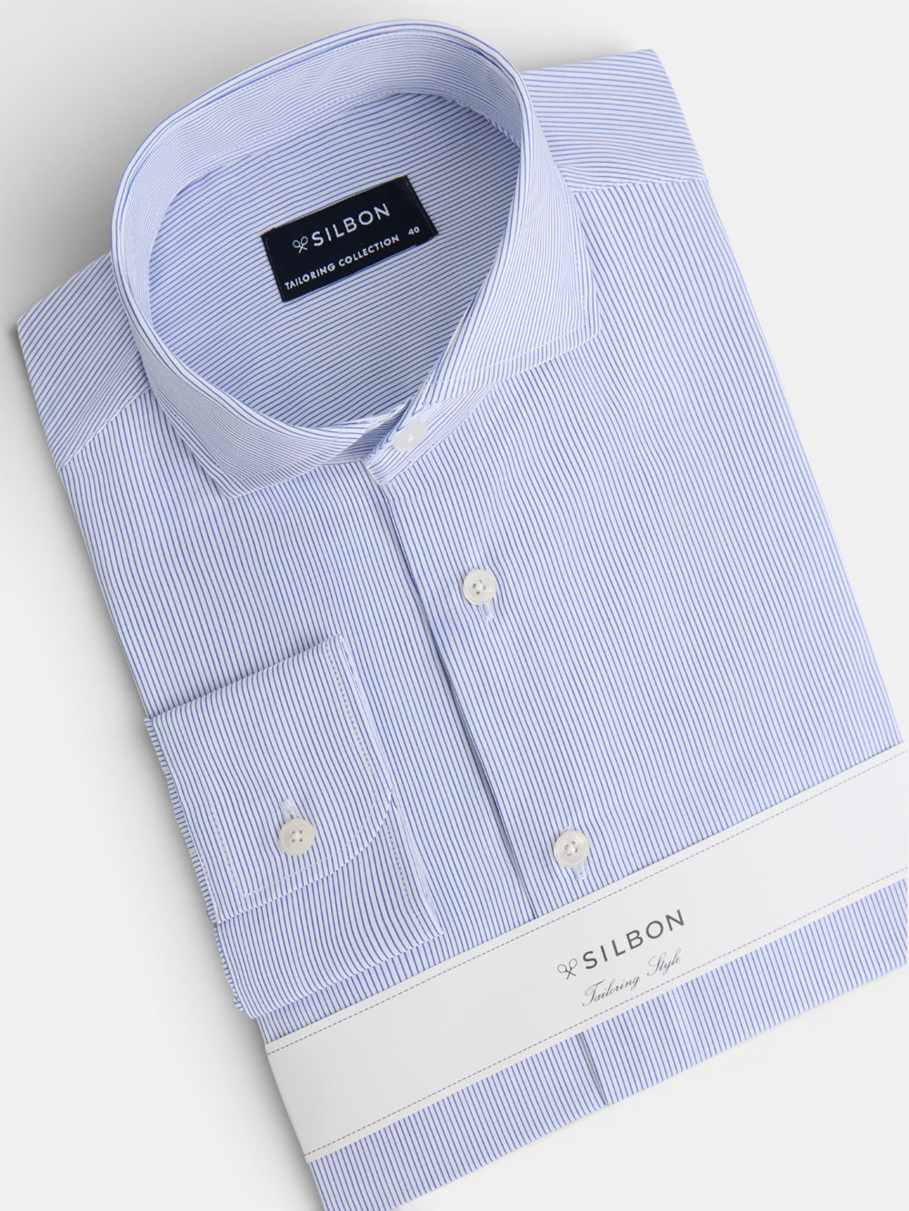 Camisa de vestir riscas finas azul-marinho