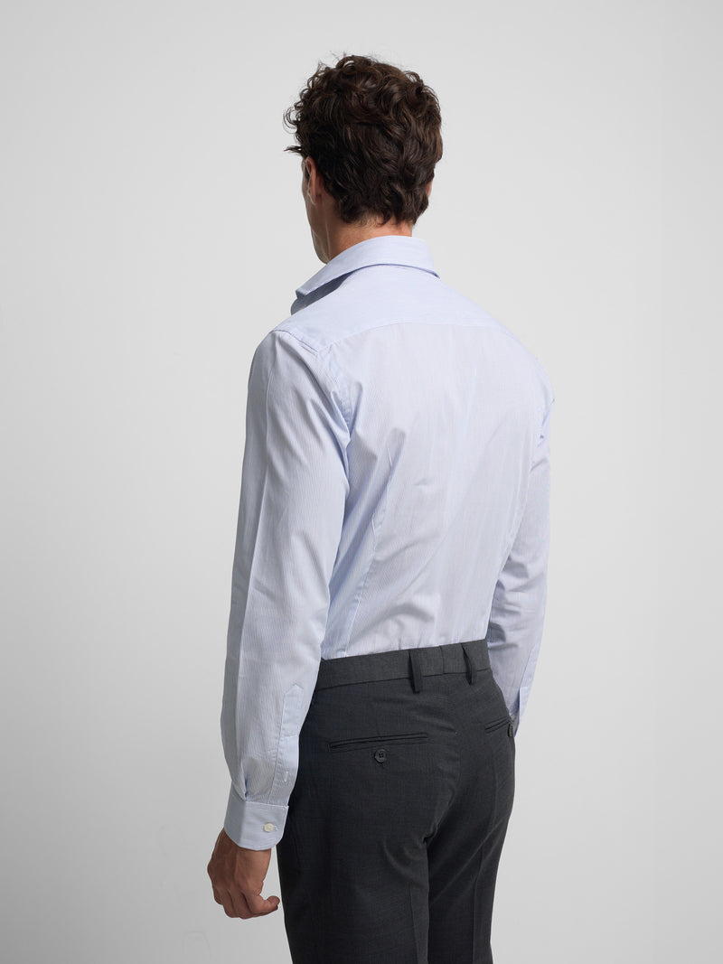 Camisa vestir minirayas azul marino