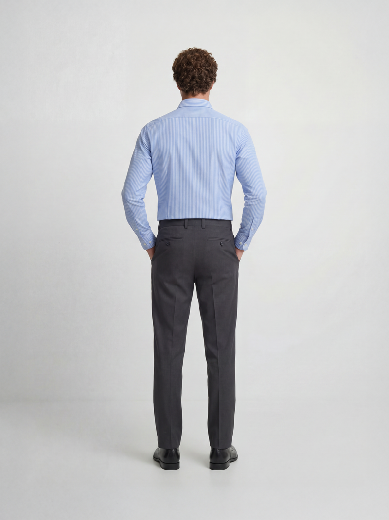 Camisa vestir raya media azul