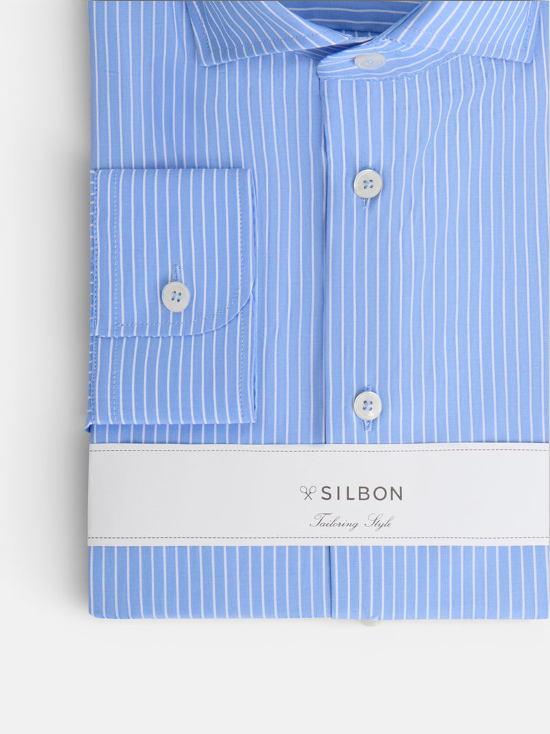 Camisa vestir raya media azul