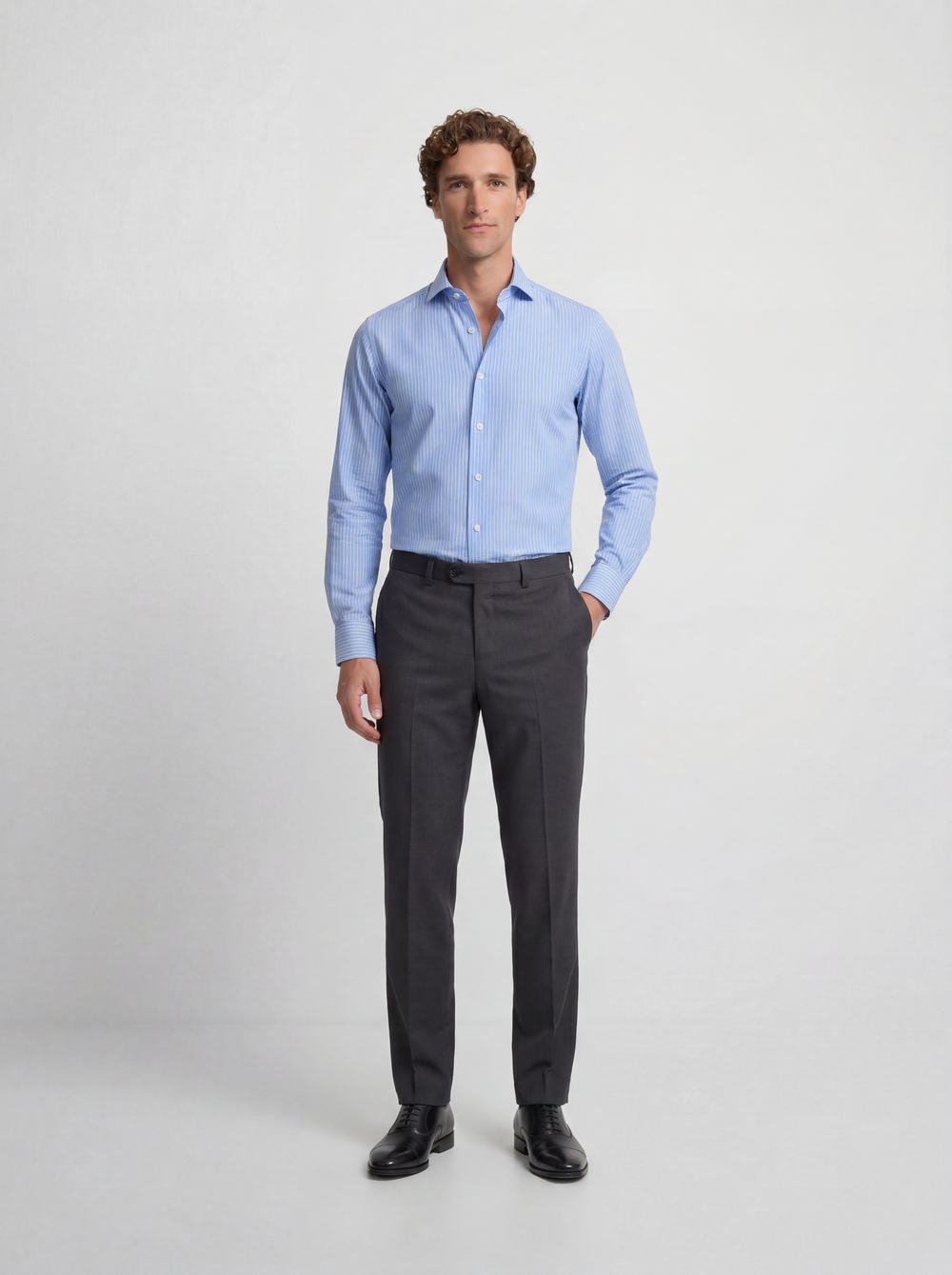 Blue medium stripe dress shirt
