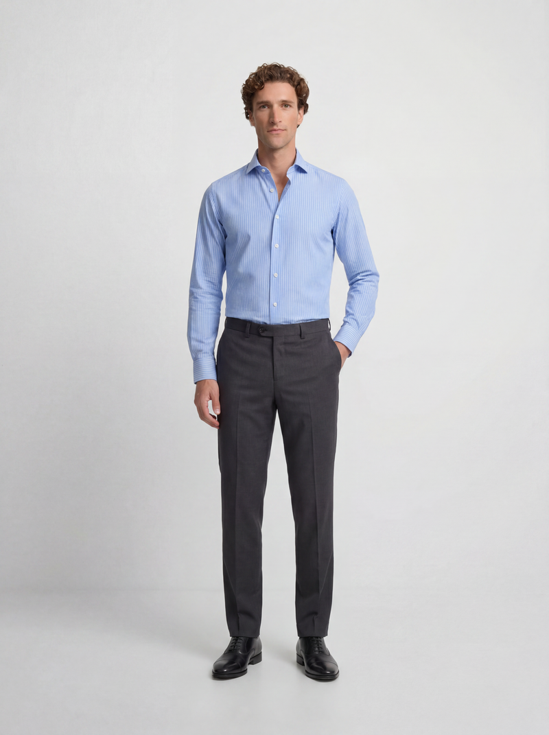 Camisa vestir raya media azul