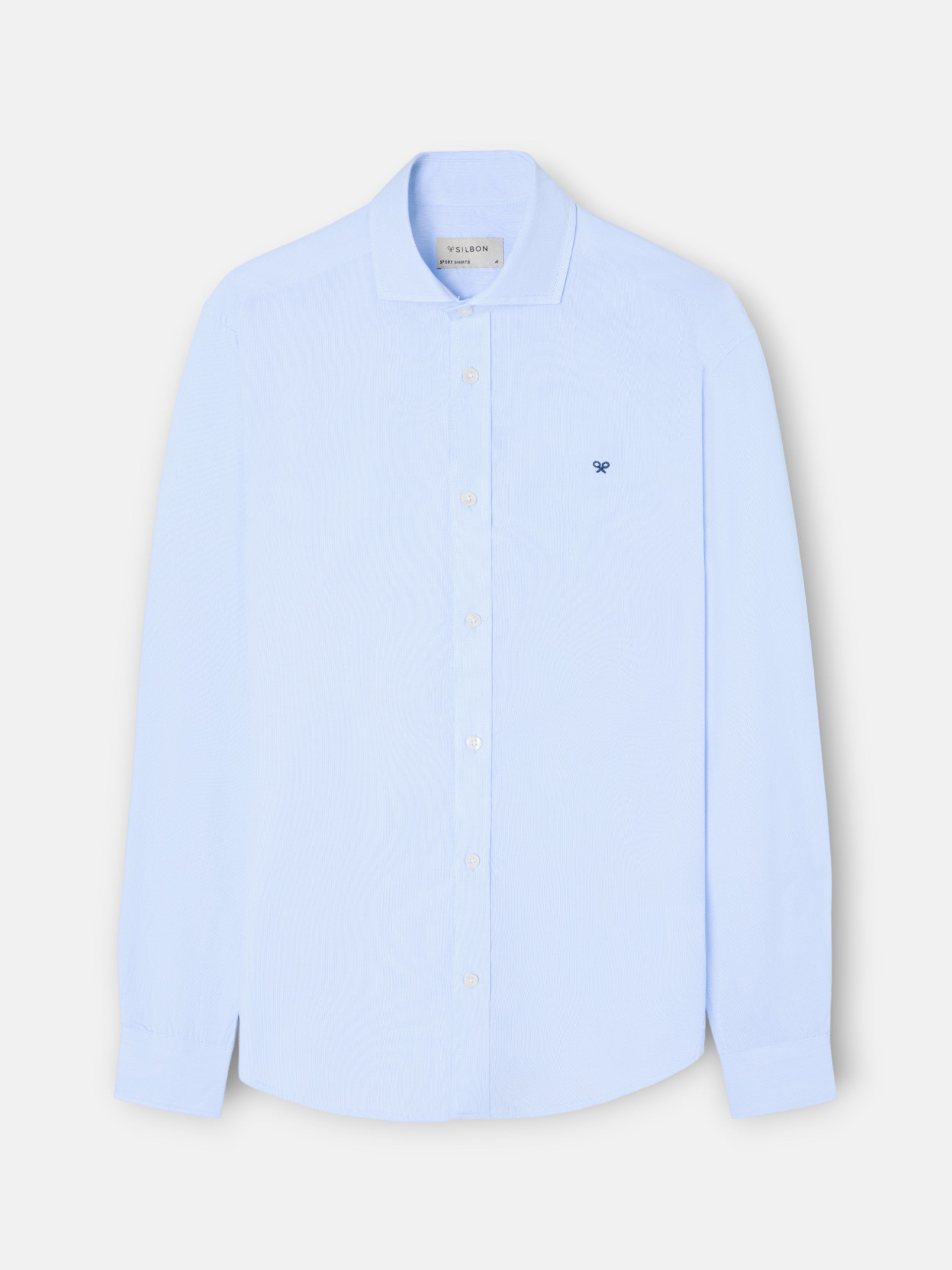 Light blue multi-striped classic sport shirt