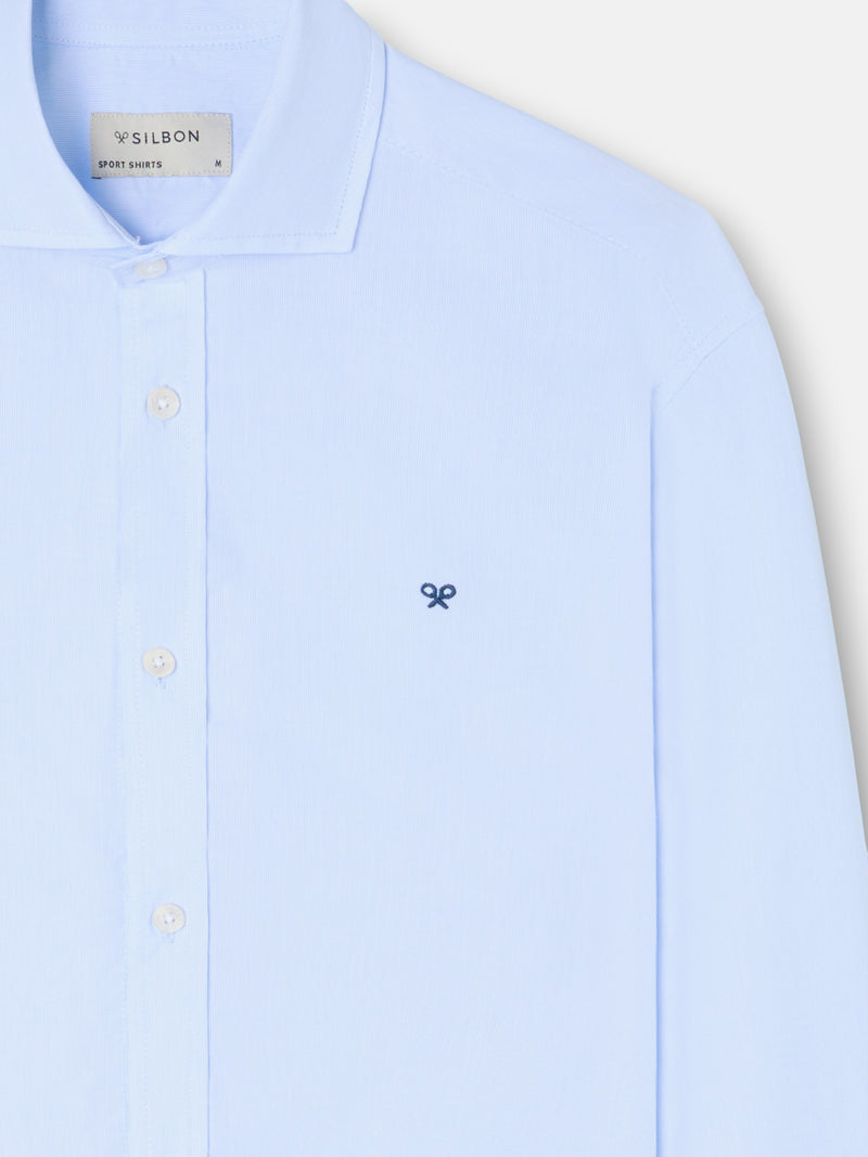 Camisa sport clássica multirriscas azul-claro
