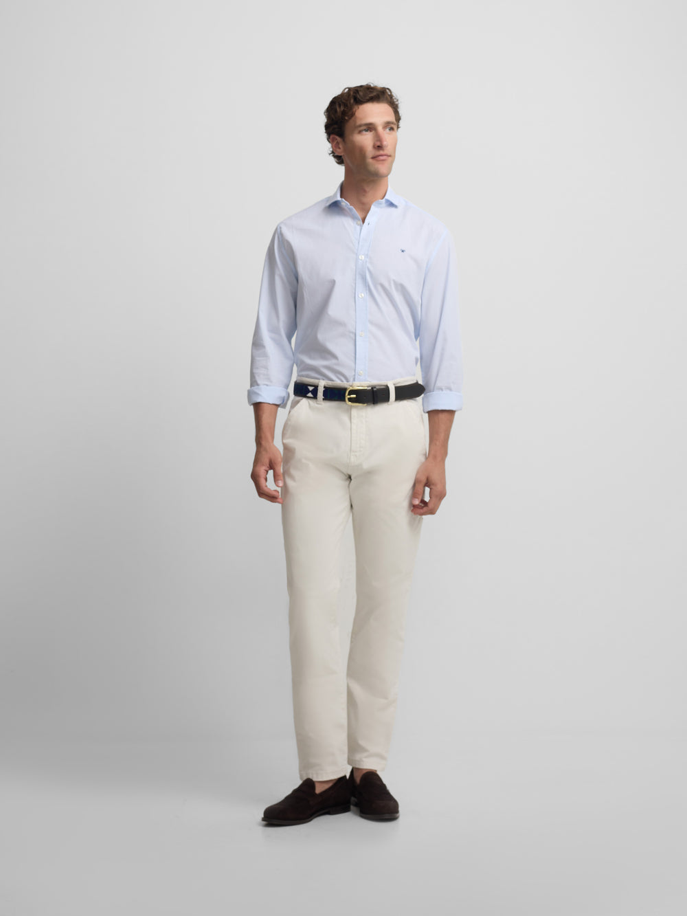 Camisa sport clássica xadrez azul-claro