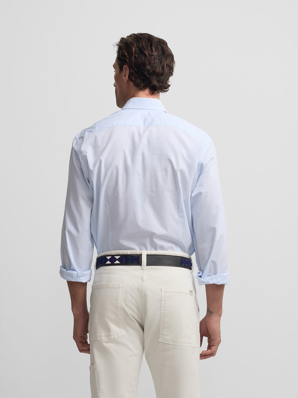 Camisa sport clássica xadrez azul-claro