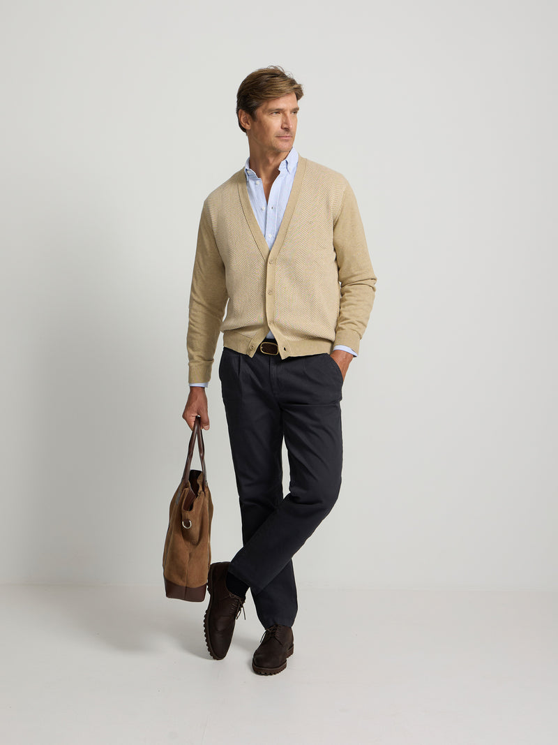 Cardigan espiga business beige