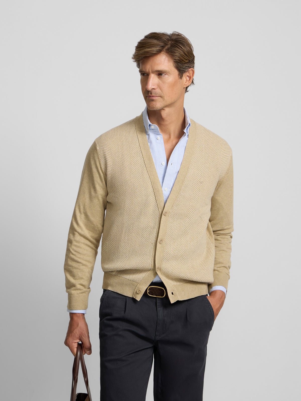 Cardigan espiga business beige
