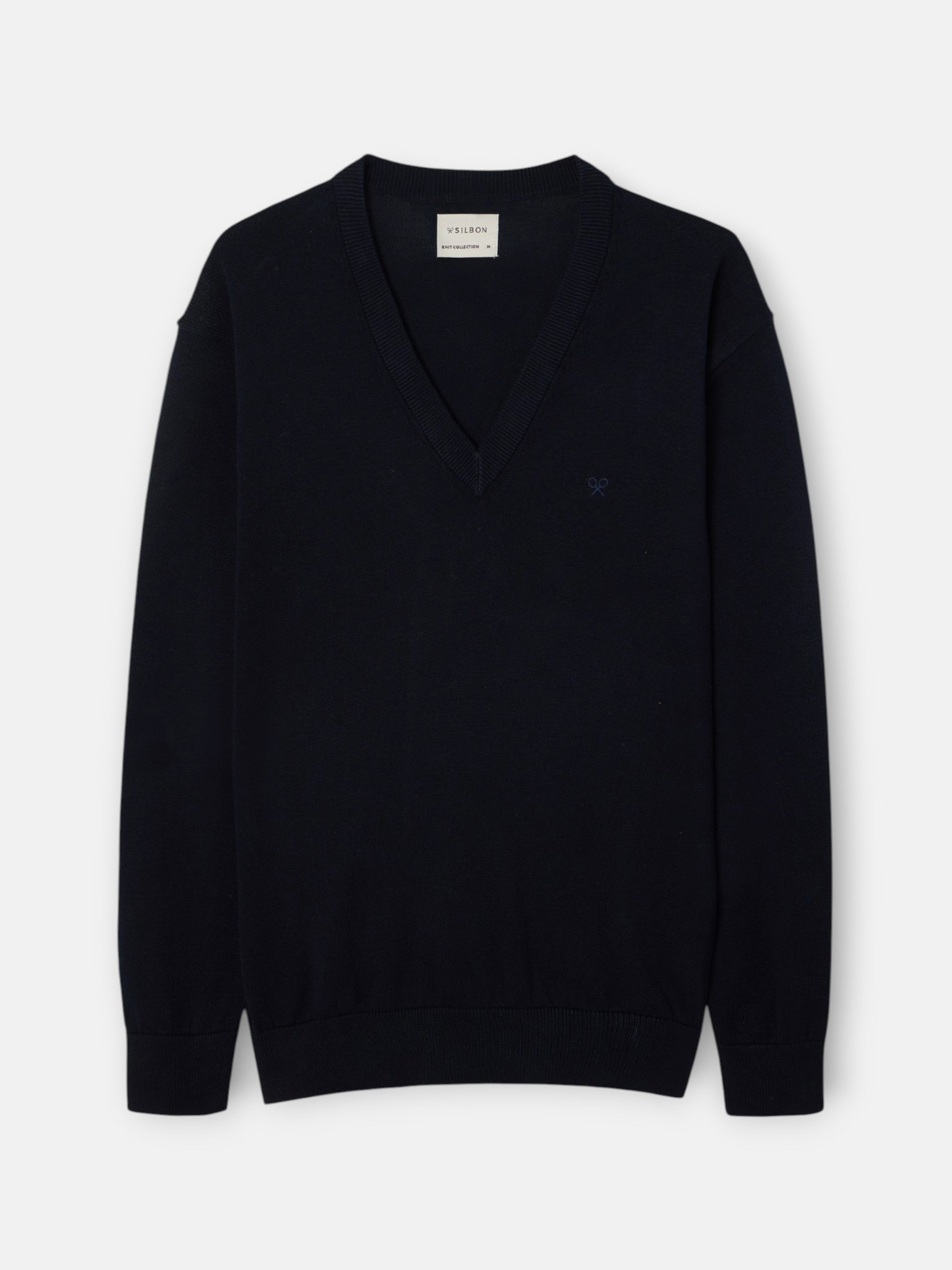 Navy blue business V-neck sweater