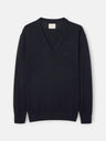 Navy blue V-neck business sweater