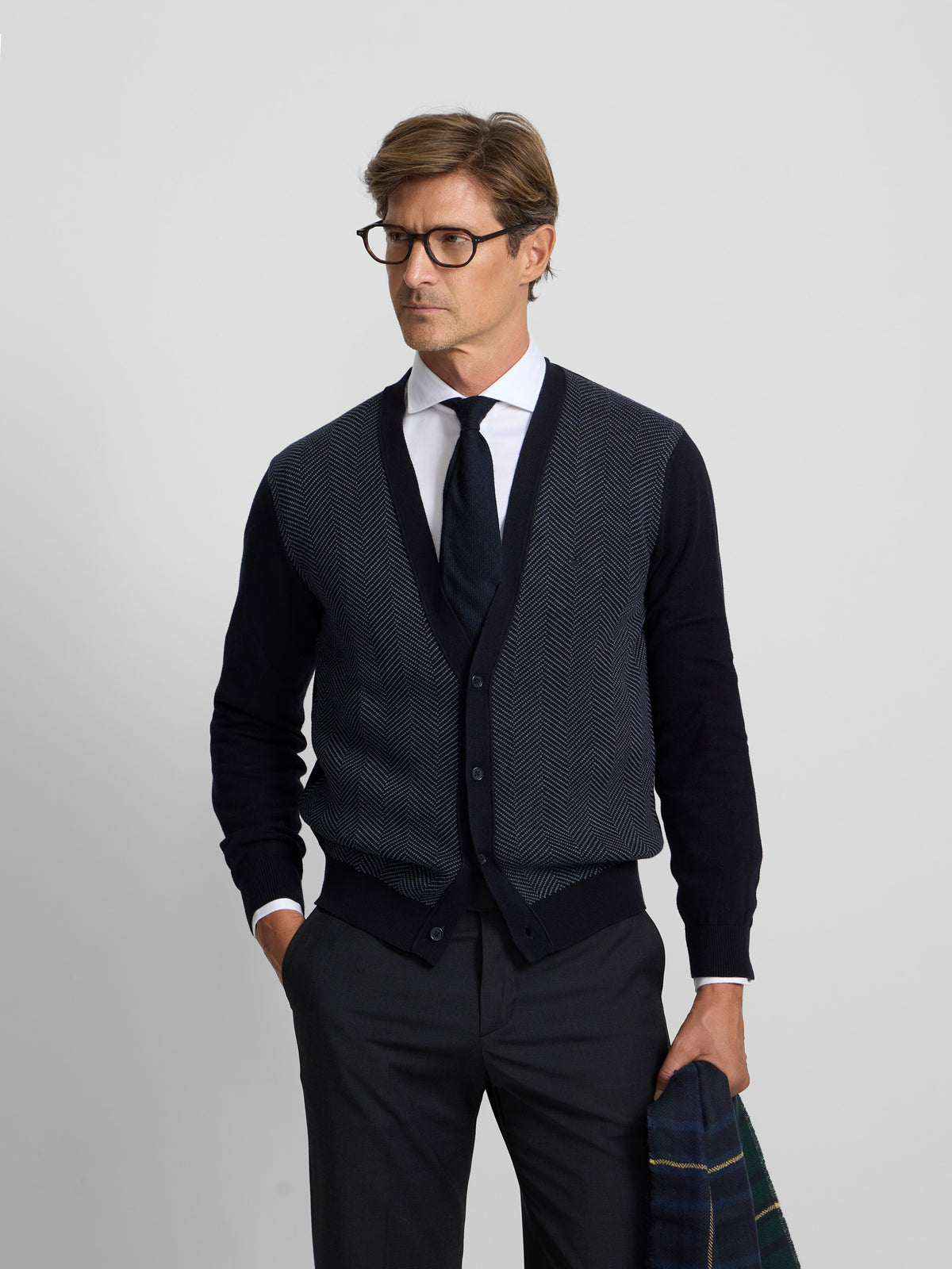 Cardigan espiga business azul marino