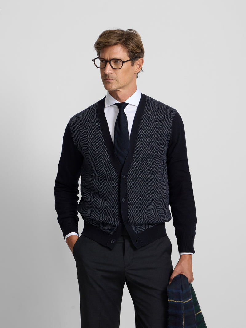 Cardigan espiga business azul marino