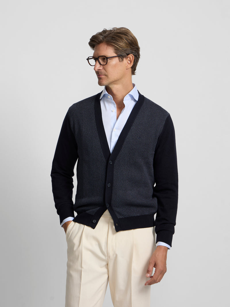 Cardigan espiga business azul marino