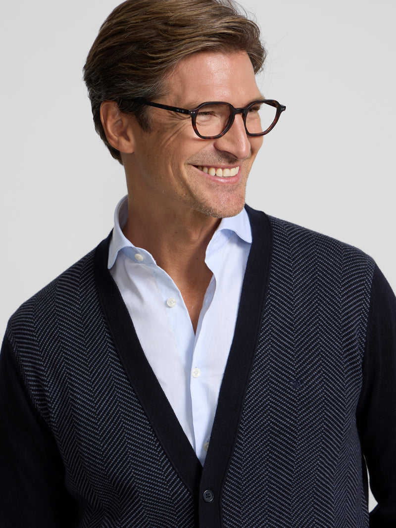Cardigan espiga business azul marino