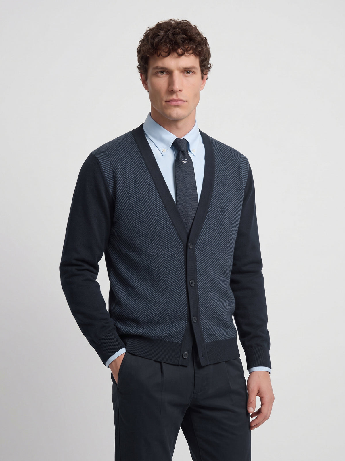 Cardigan espiga business azul marino