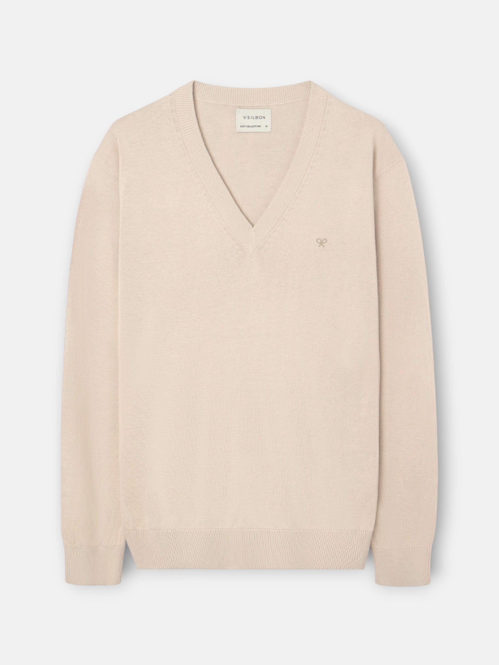 Jersey cuello pico business beige