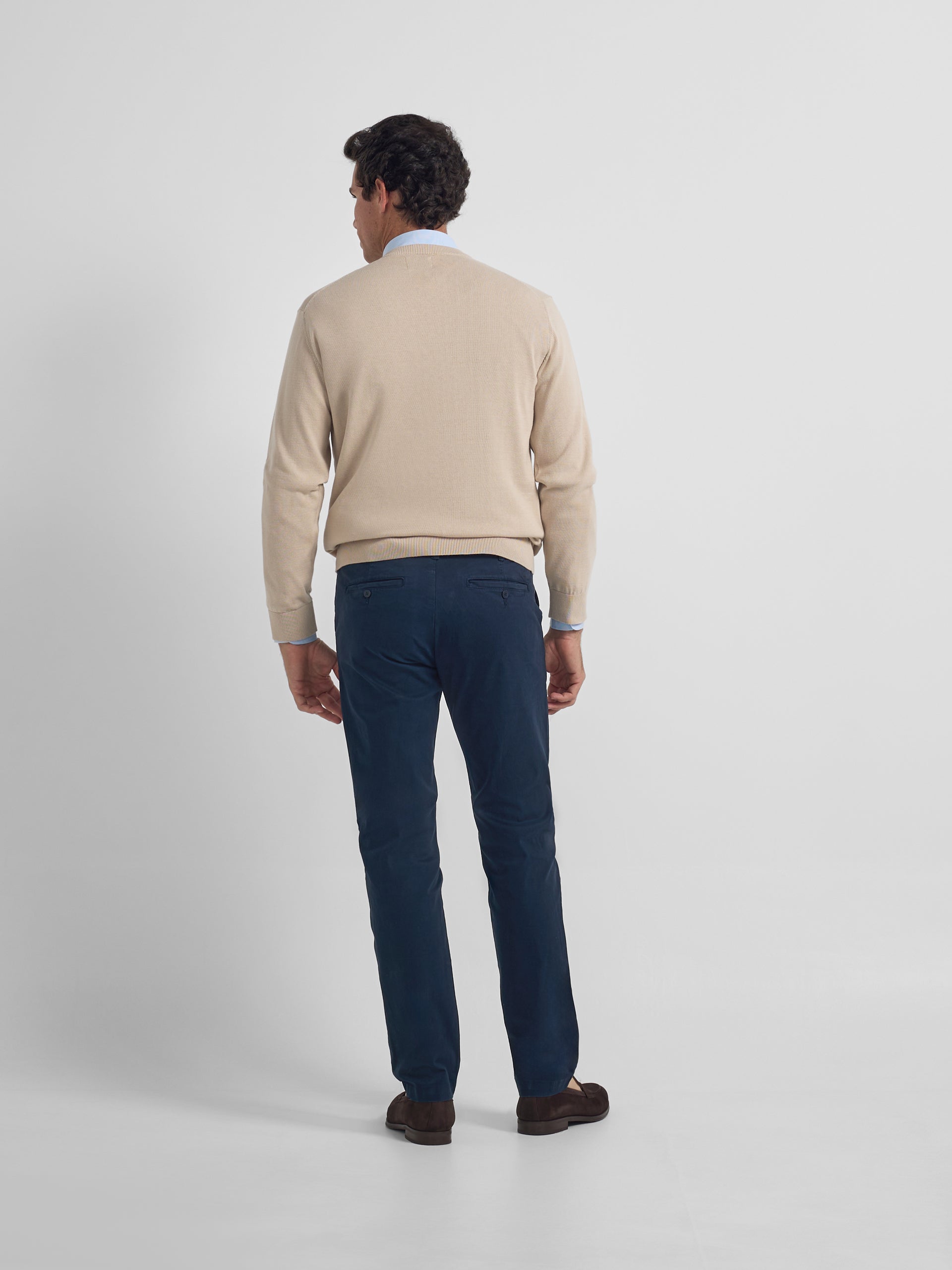 Jersey cuello pico business beige