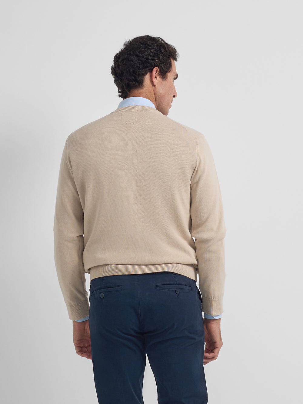 Jersey cuello pico business beige