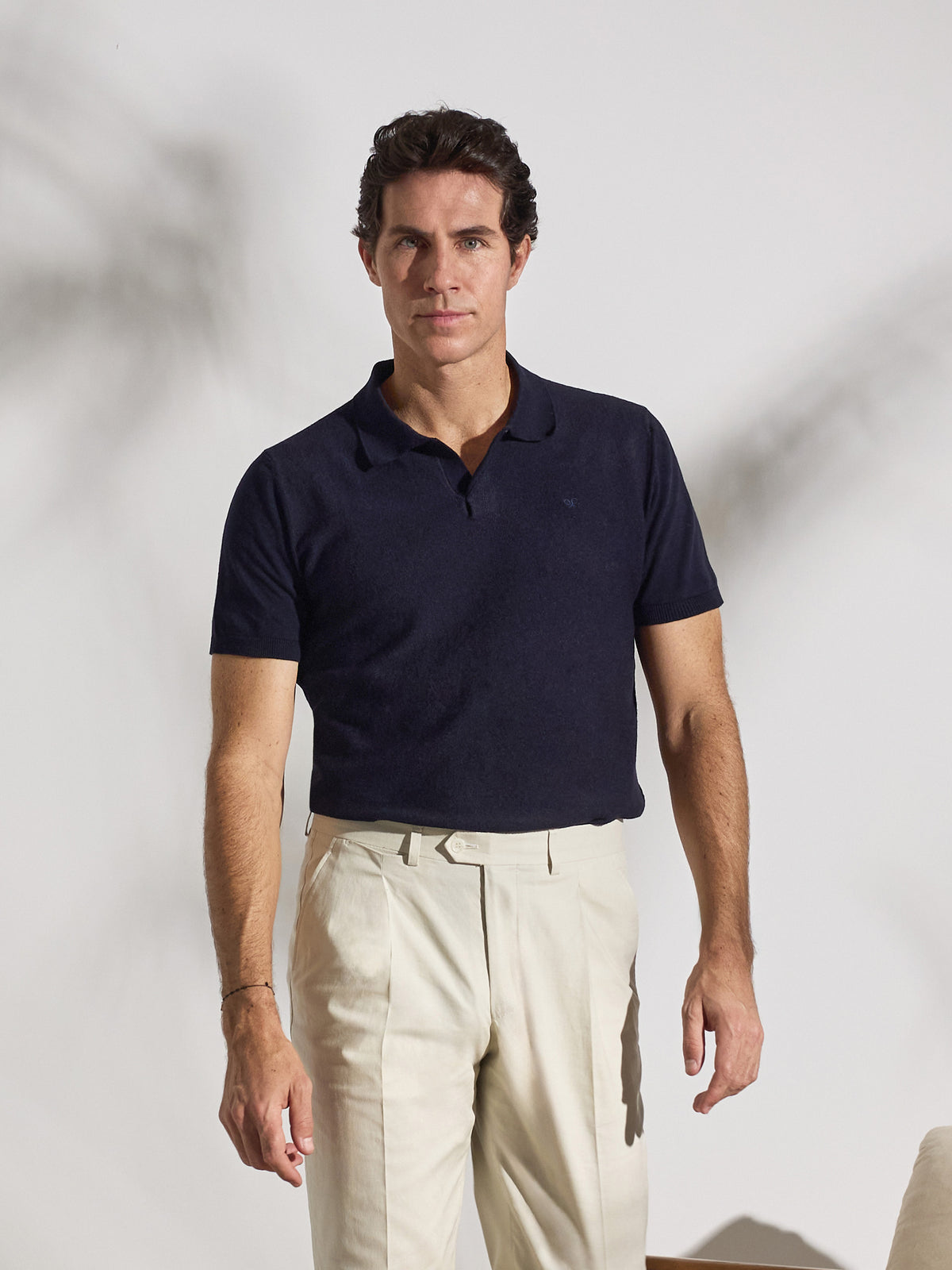 Navy blue unique structure polo