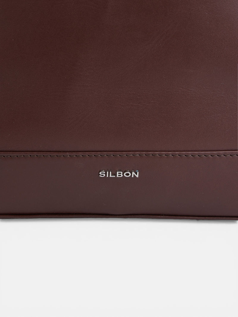 Dark brown leather business backpack