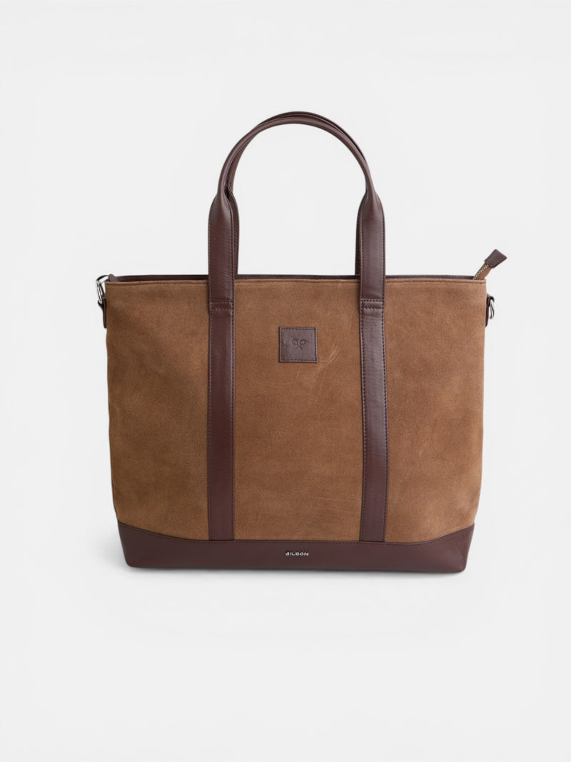 Tote bag de pele business castanho escuro