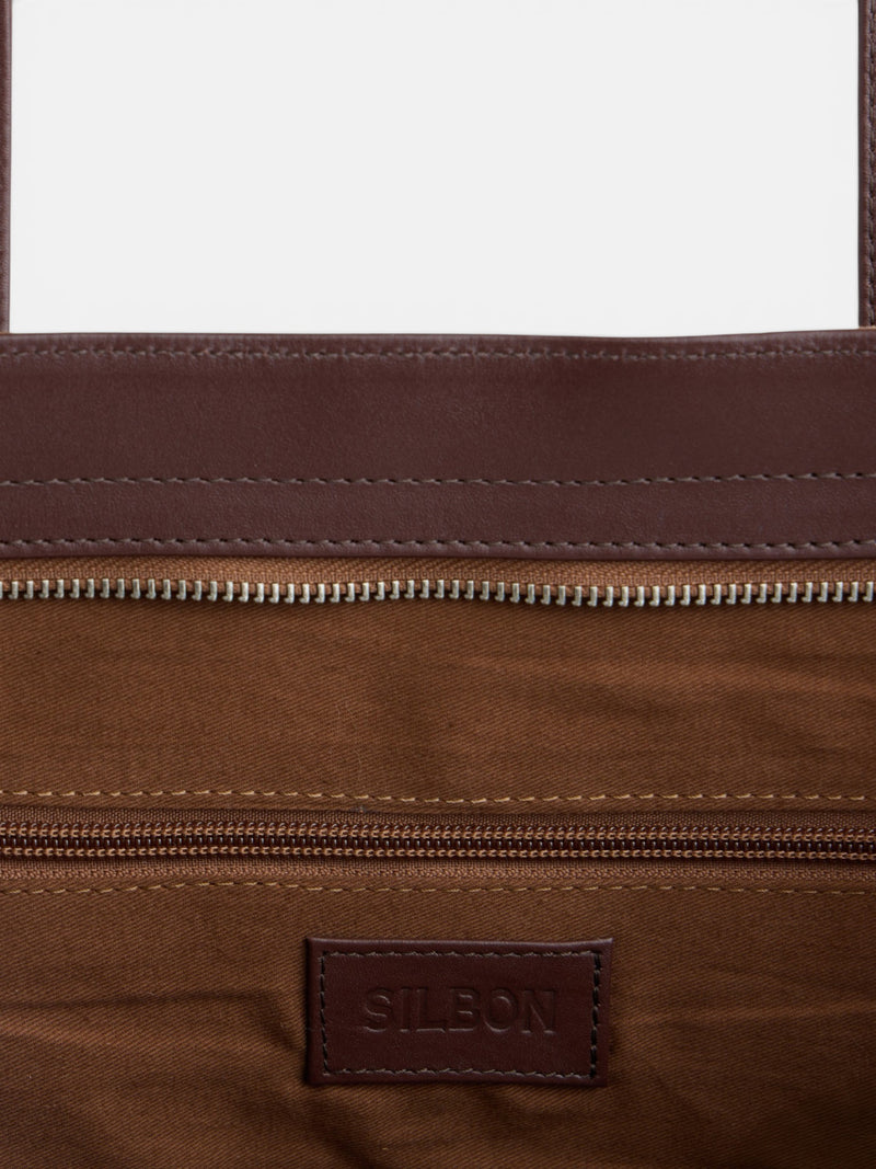 Tote bag de pele business castanho escuro