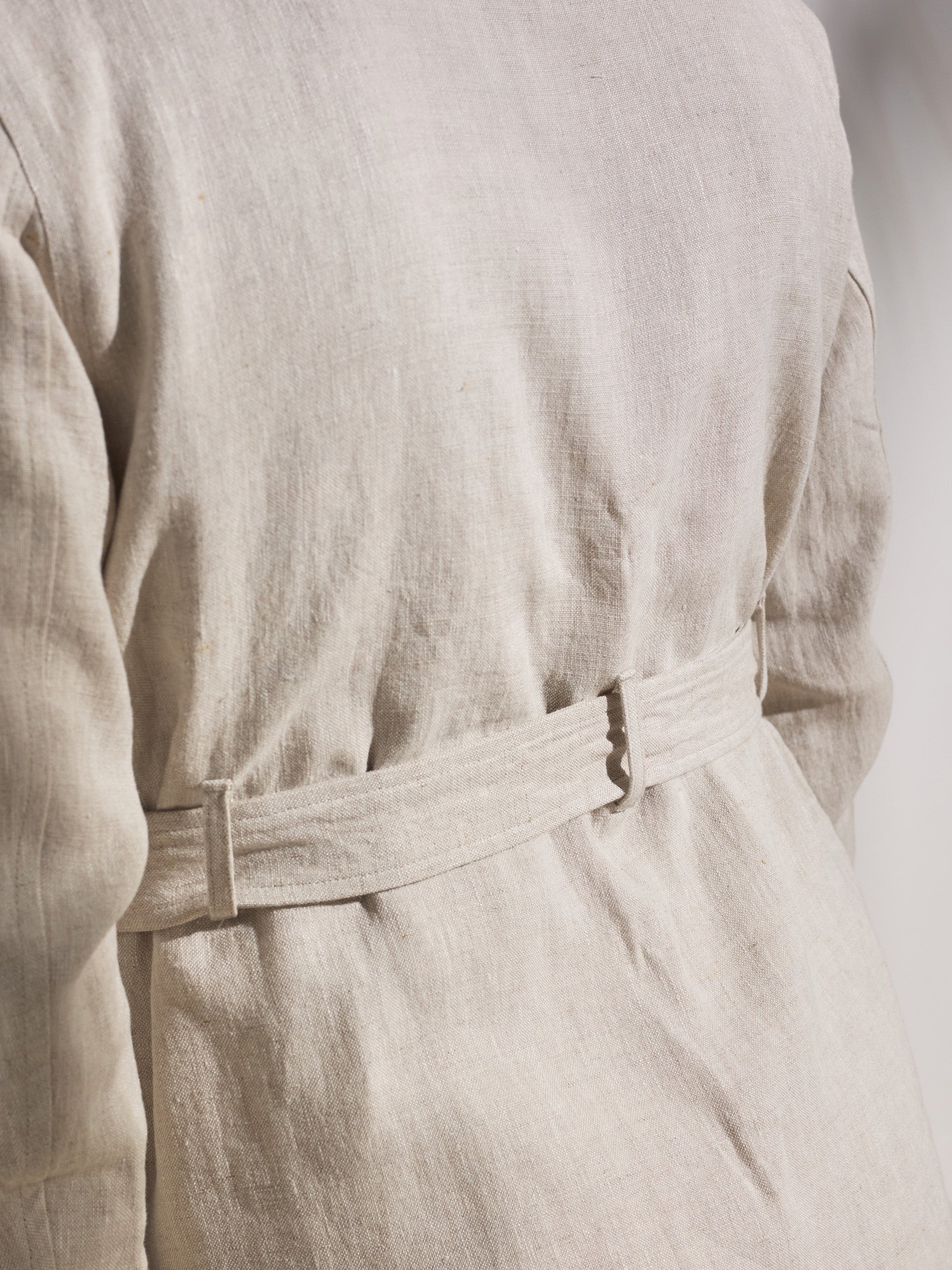 Unique beige safari jacket with belt