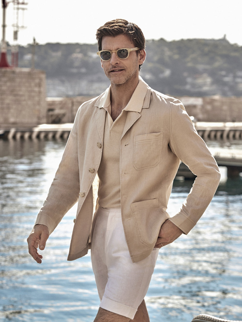 Sobrecamisa unique lino bolsillos beige