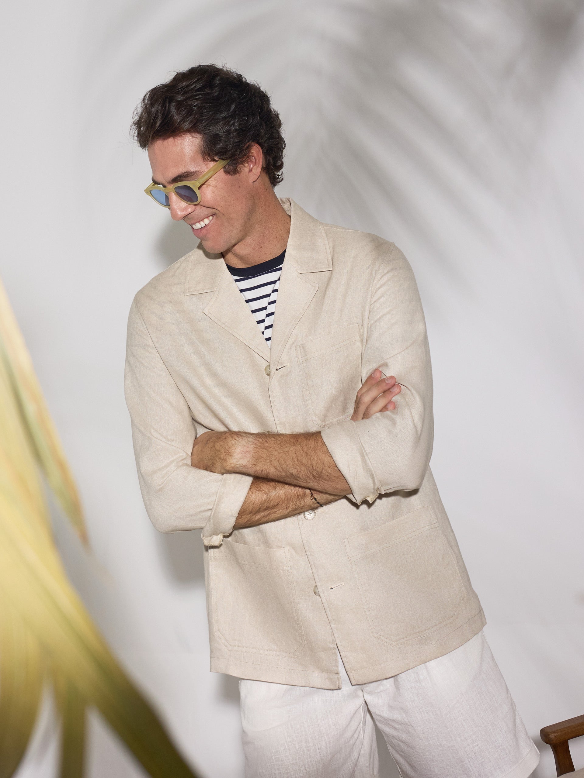 Sobrecamisa unique lino bolsillos beige