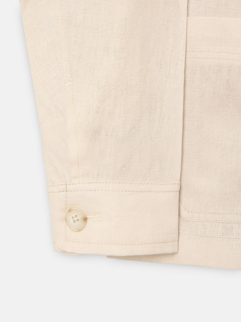 Surchemise unique en lin avec poches beige