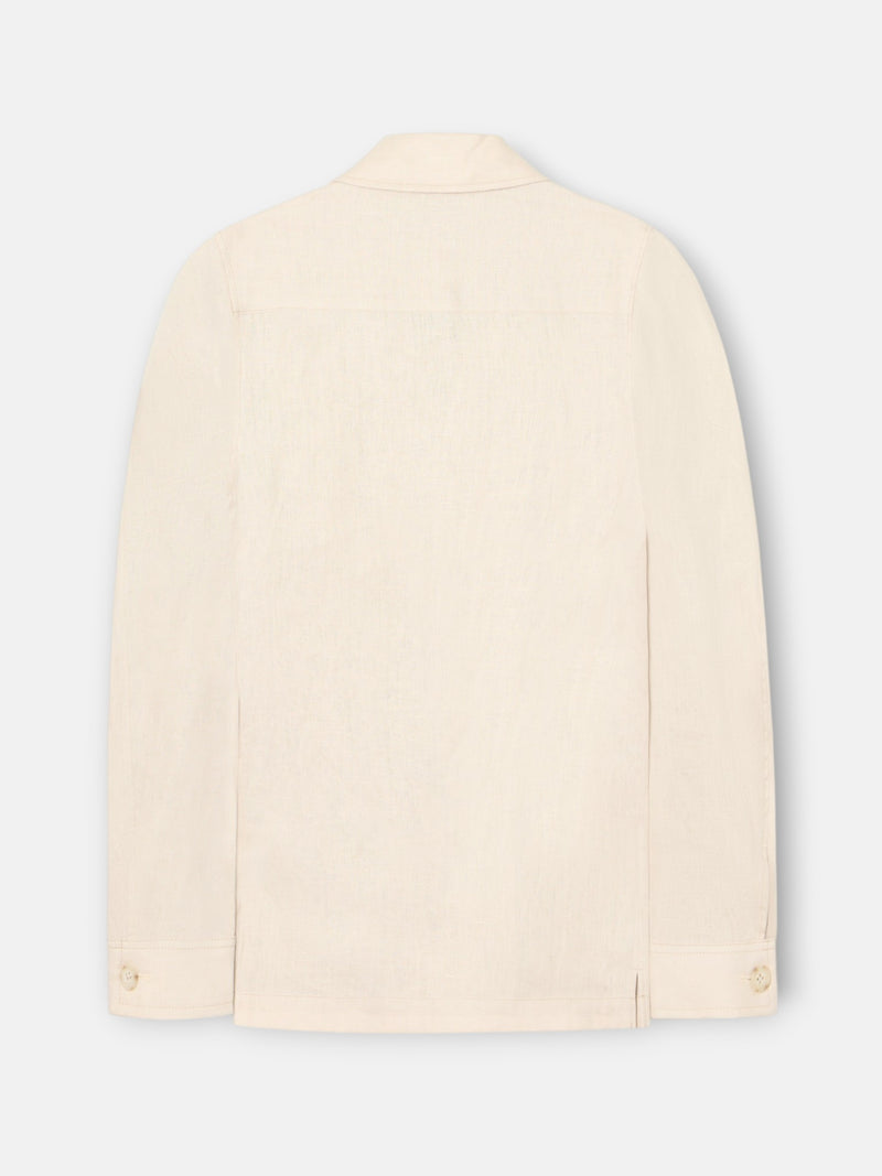 Surchemise unique en lin avec poches beige