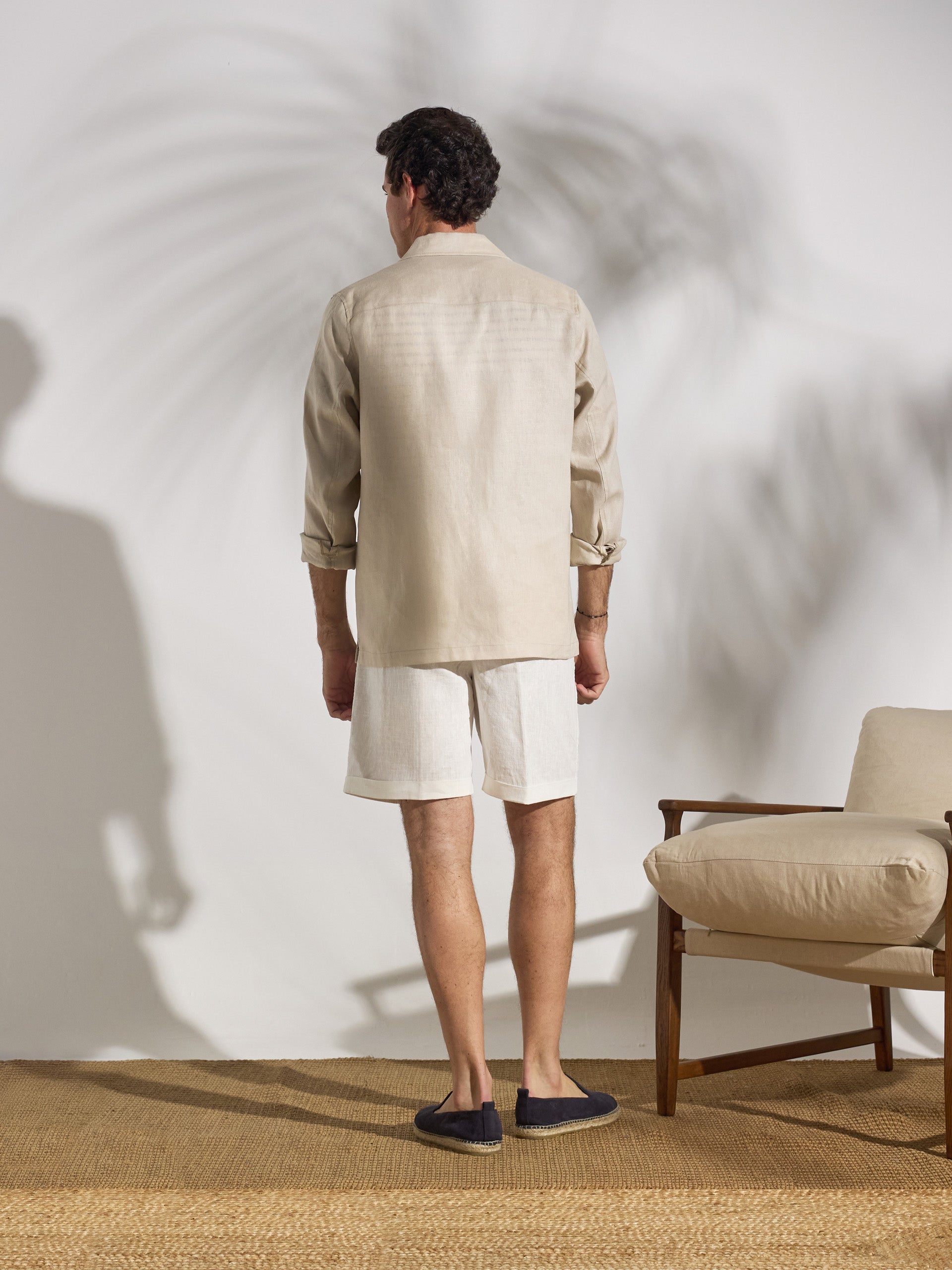 Sobrecamisa unique lino bolsillos beige