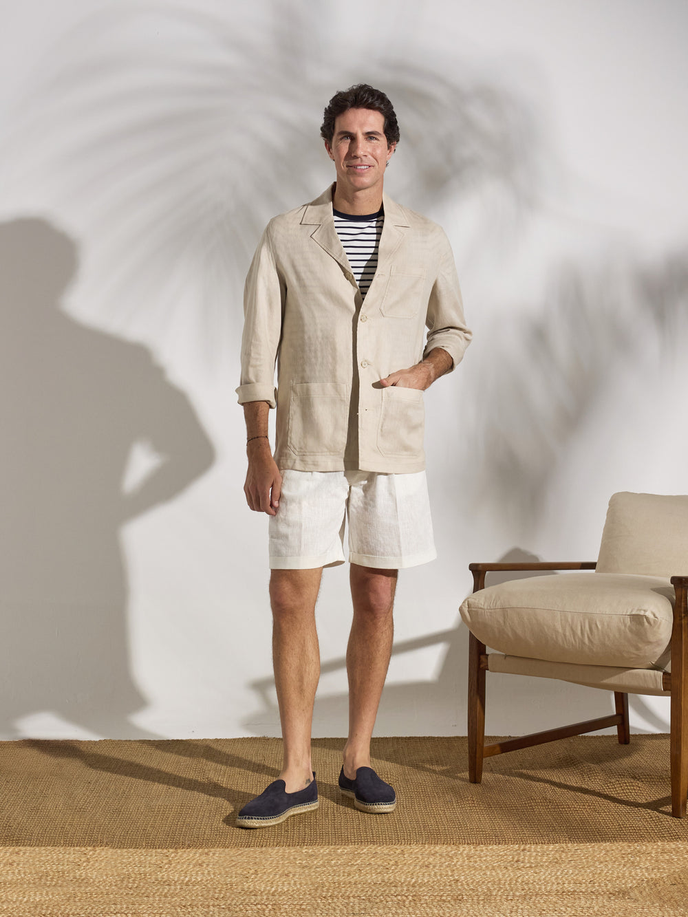 Sobrecamisa unique lino bolsillos beige