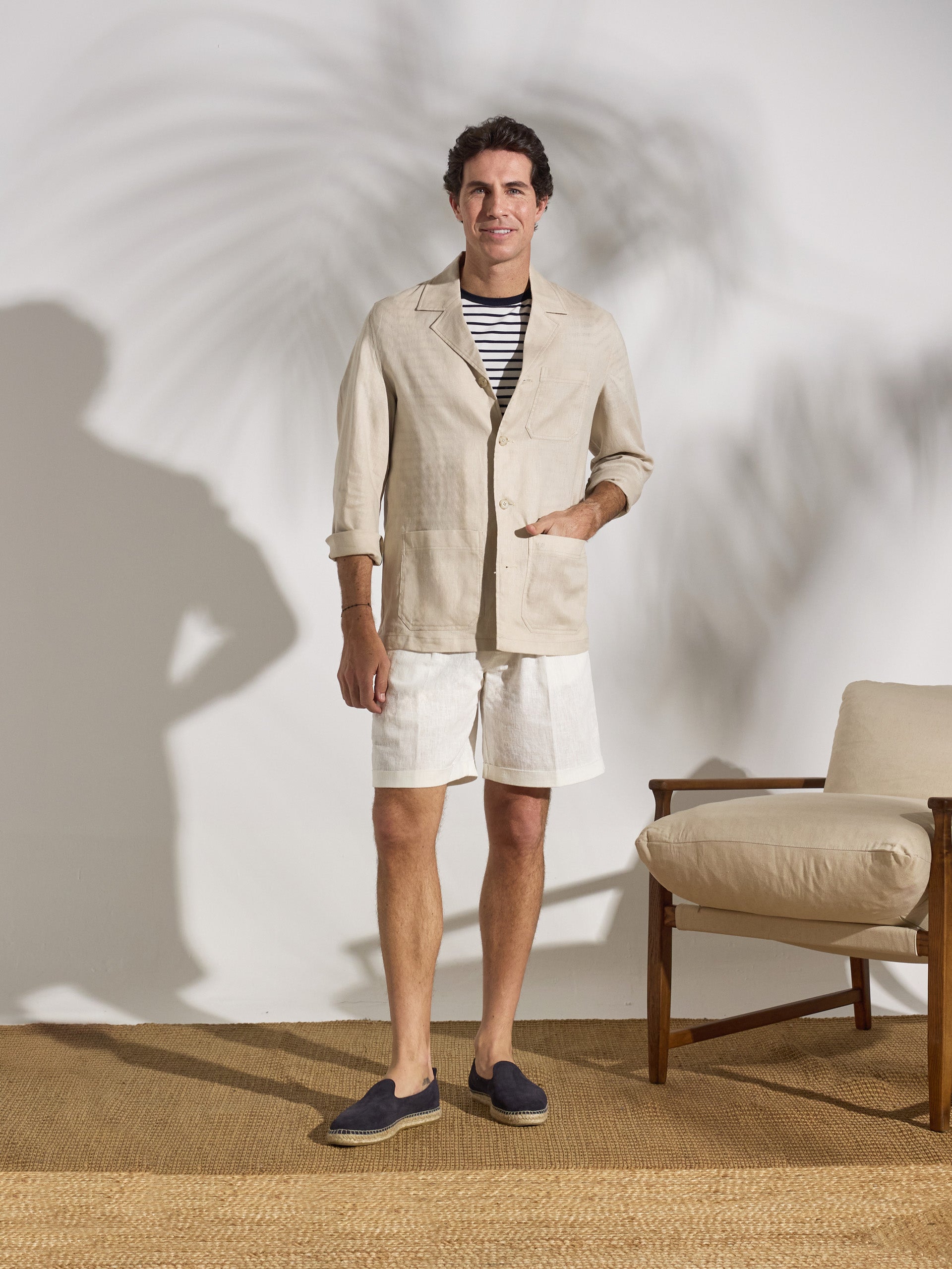 Sobrecamisa unique lino bolsillos beige