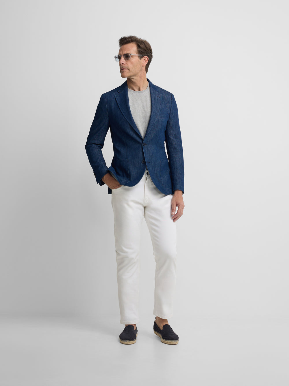 Americana denim lavado azul medio