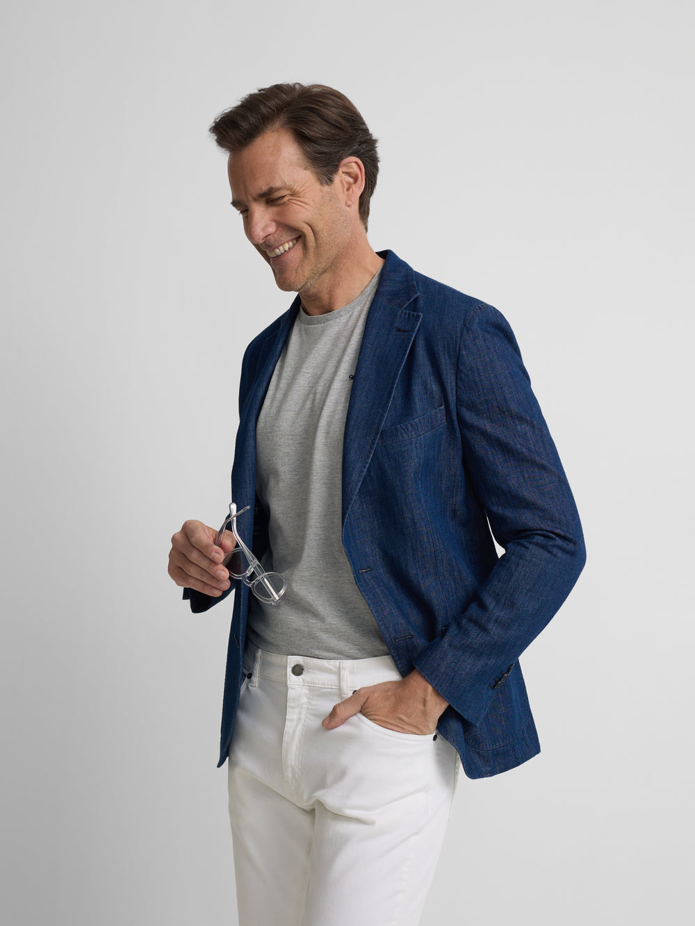 Americana denim lavado azul medio