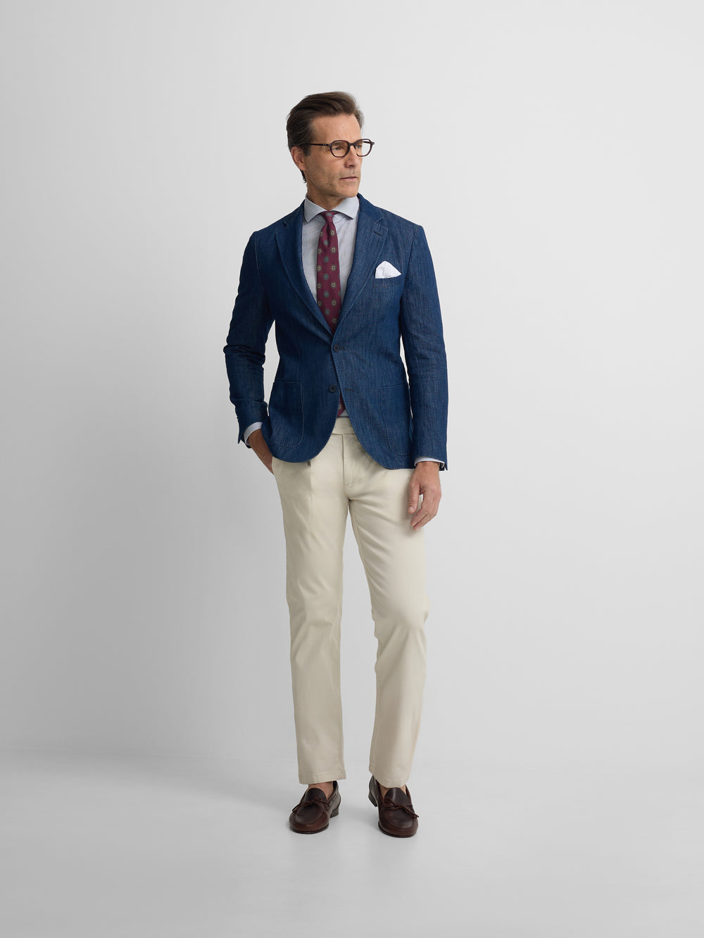 Americana denim lavado azul medio