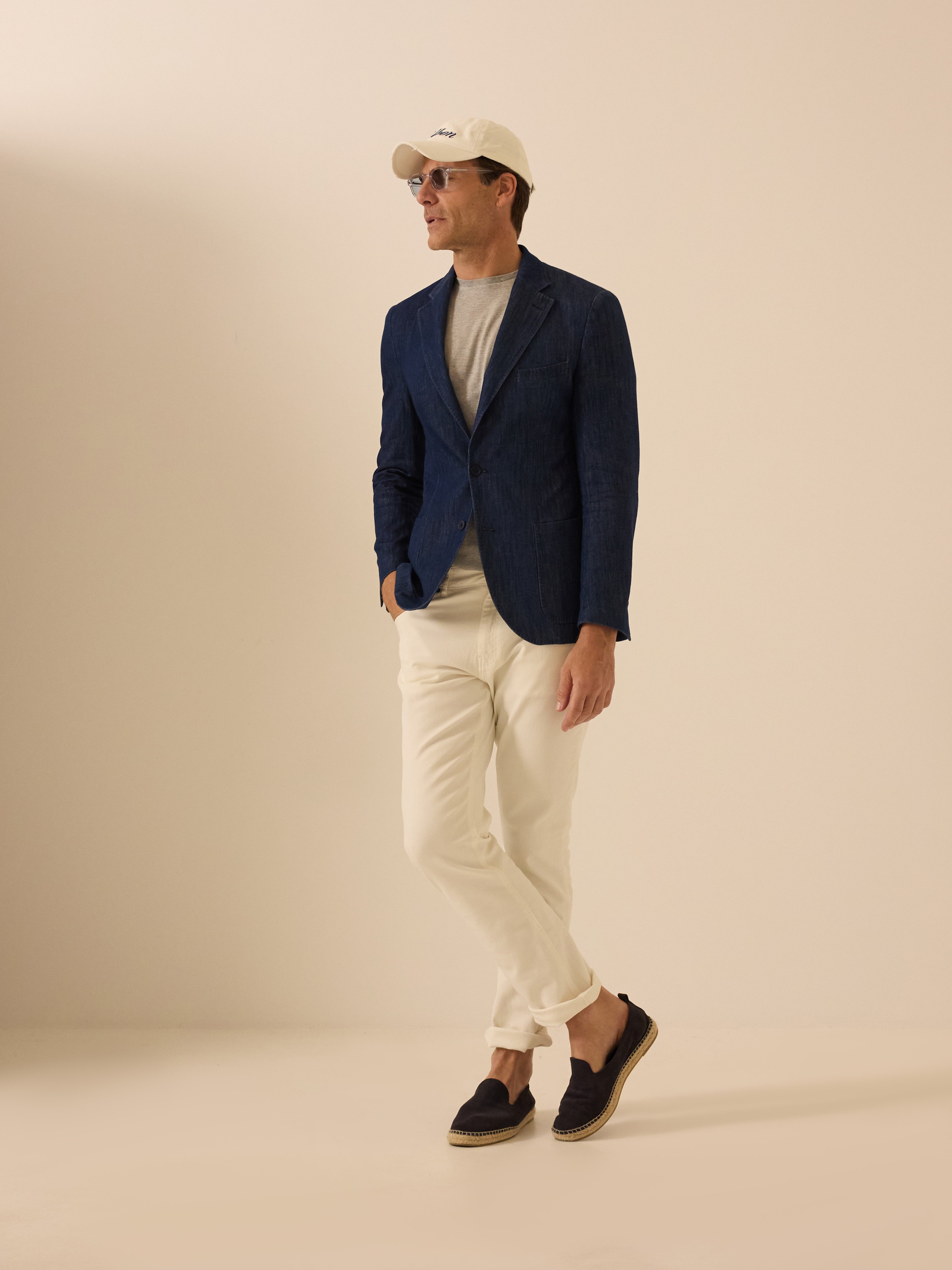 Blazer en denim bleu délavé moyen style américain