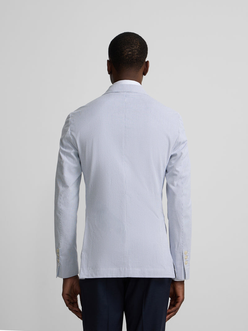 Blazer seersucker riscas azuis