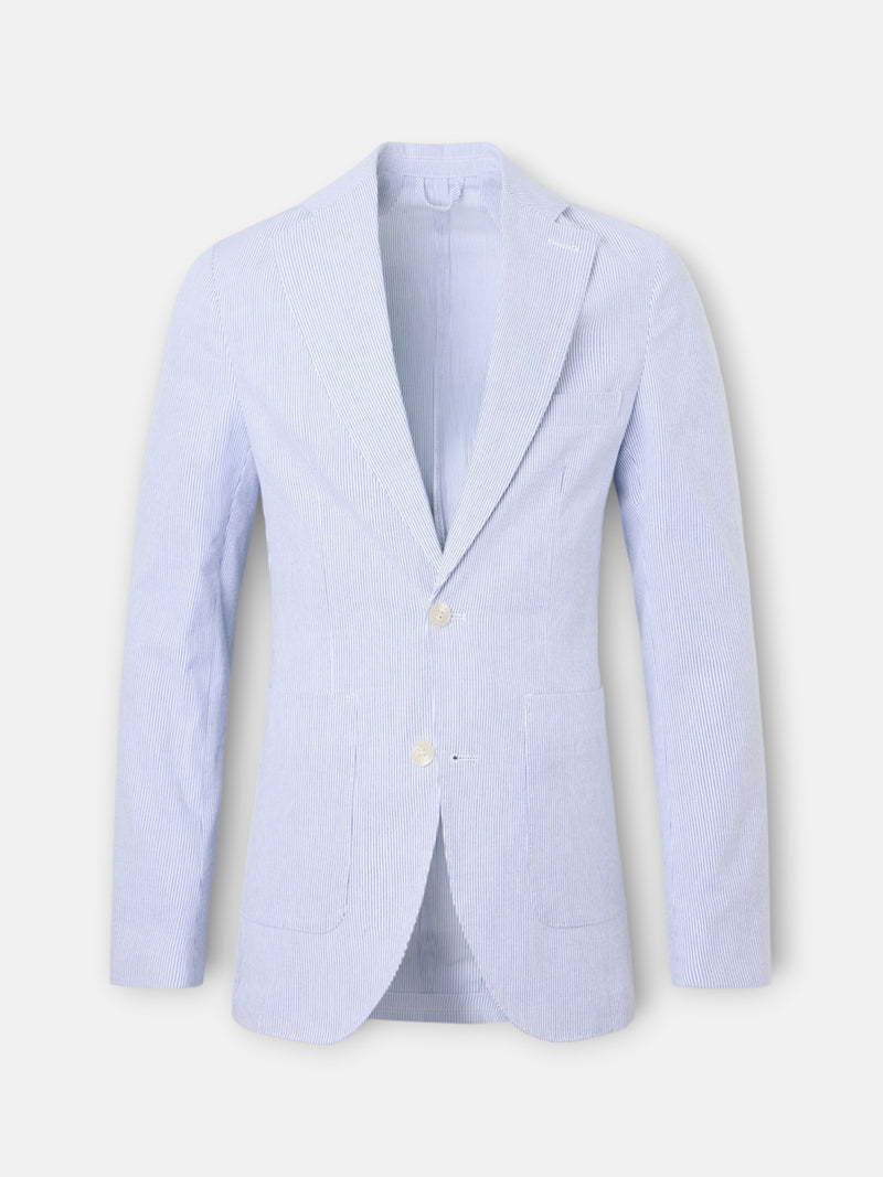 Blazer seersucker riscas azuis