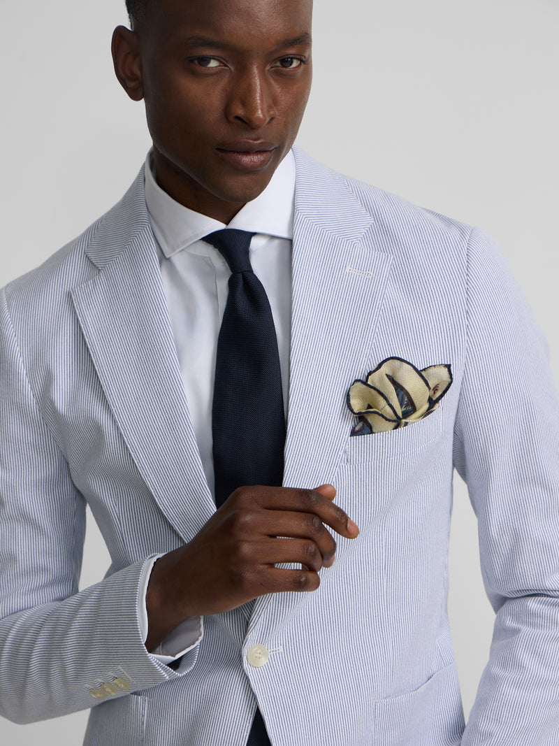 Blazer seersucker riscas azuis